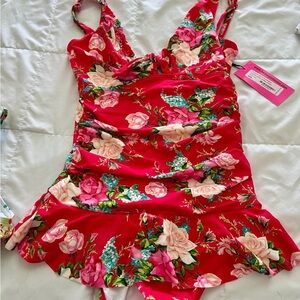 $128 NWT Betsey Johnson beautiful floral swimsuit bathing suit S